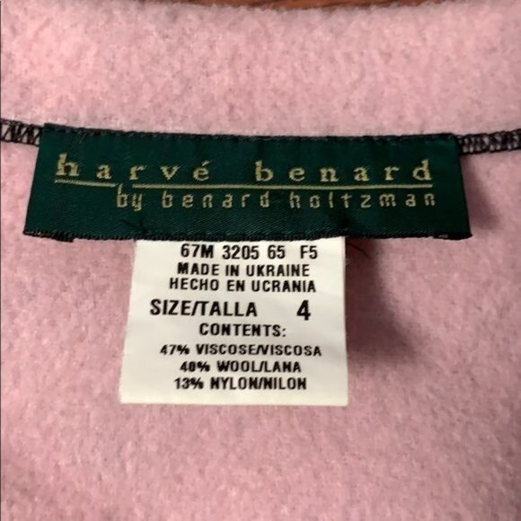 Harve` Bernard by Bernard Holtzman Womans 4 Black Pink Wool Blend Blazer (Jacket - Picture 6 of 7
